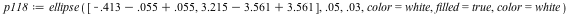 `assign`(p118, ellipse([`+`(`+`(-.413, -0.55e-1), 0.55e-1), `+`(`+`(3.215, -3.561), 3.561)], 0.5e-1, 0.3e-1, color = white, filled = true, color = white))