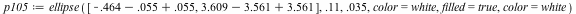 `assign`(p105, ellipse([`+`(`+`(-.464, -0.55e-1), 0.55e-1), `+`(`+`(3.609, -3.561), 3.561)], .11, 0.35e-1, color = white, filled = true, color = white))