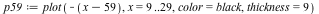 `assign`(p59, plot(`+`(`-`(x), 59), x = 9 .. 29, color = black, thickness = 9))