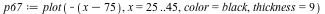 `assign`(p67, plot(`+`(`-`(x), 75), x = 25 .. 45, color = black, thickness = 9))